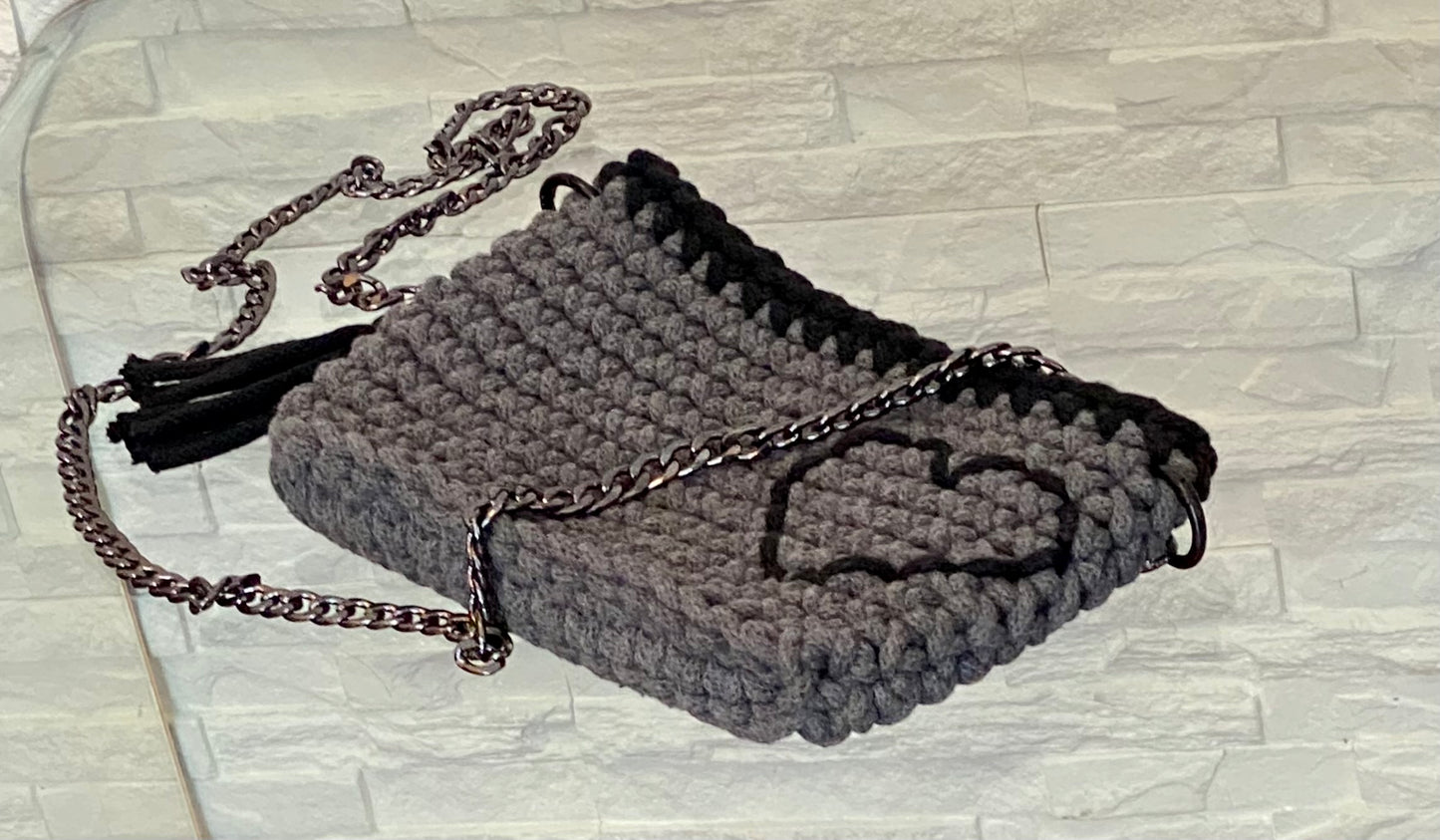 Charcoal Heart Crossbody Bag